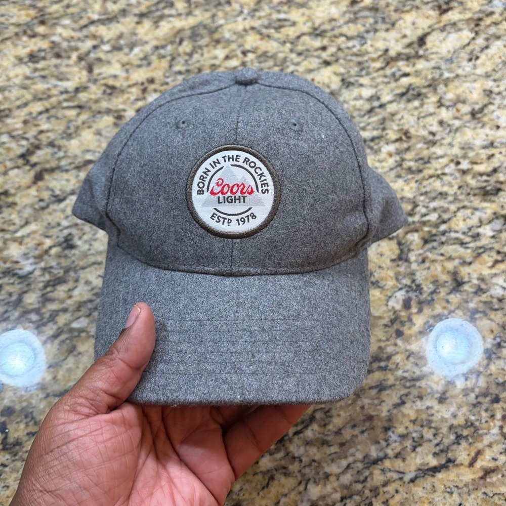 Coors‎ Light Born in the Rockies Gray Wool Blend Baseball Hat Adjustable Strap